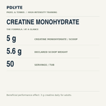 PDLYTE / Creatine Monohydrate — key amounts per declared serving