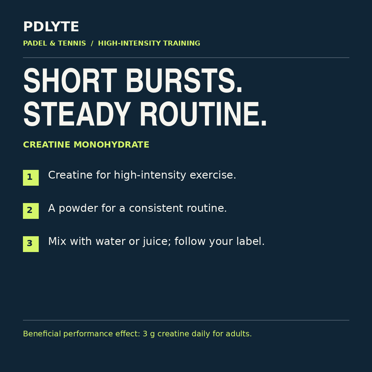 PDLYTE / Creatine Monohydrate — padel and tennis routine guide