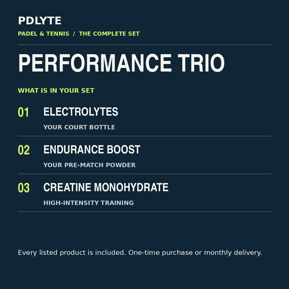 PDLYTE / Performance Trio — complete set contents
