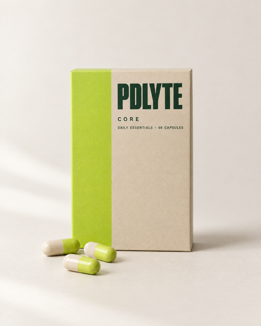 PDLYTE CORE Daily Essentials box with capsules